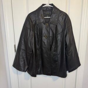 Lane Bryant Genuine 100% Leather Black Swing Coat Jacket Women’s Size 18/20‎